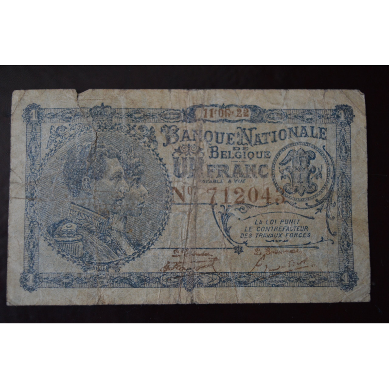 Бельгія 1 франк 1922год