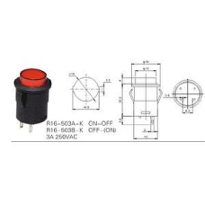 Кнопка Daier R16-503B-K RD