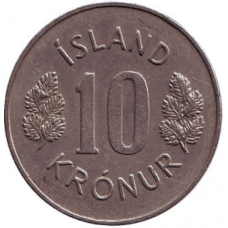 Монета 10 крон. 1967-1980 рік, Ісландія. (АЛ)