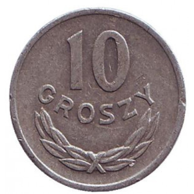 Монета 10 грошів. 1961-85 рік, Польща. (В)