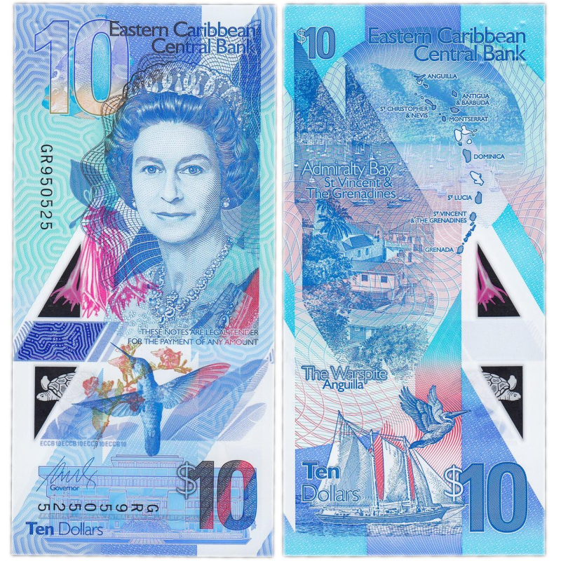 E Caribbean St Карибські Про Кариби - 10 Dollars 2021 Polymer UNC