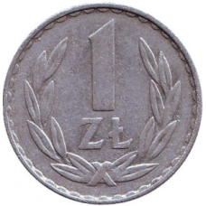 Монета 1 злотий. 1950-90 рік, Польща. (В)