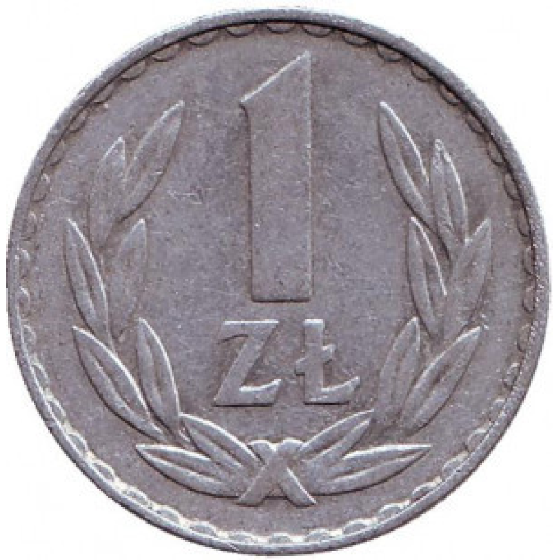 Монета 1 злотий. 1950-90 рік, Польща. (В) Монета 1 злотий. 1950-90 рік, Польща. (В)