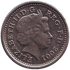 Монета 5 пенсів. 2001 рік, Великобританія.