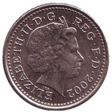 Монета 5 пенсів. 2002 рік, Великобританія.