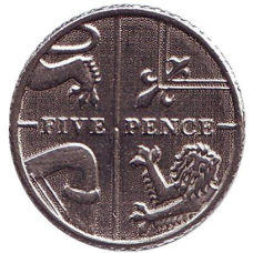 Монета 5 пенсів. 2013 рік, Великобританія.