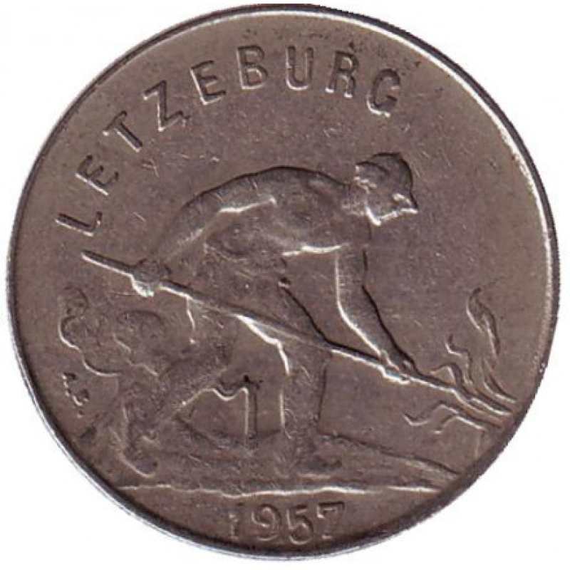 Монета 1глад. 1957 рік, Люксембург Монета 1глад. 1957 рік, Люксембург