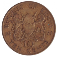 Монета 10 центів. 1971 рік, Кенія.(ТАК)