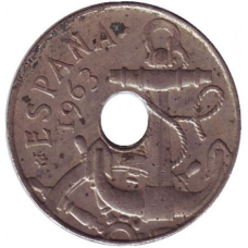 Монета 50 сантимів. 1963 рік, Іспанія.(Г)