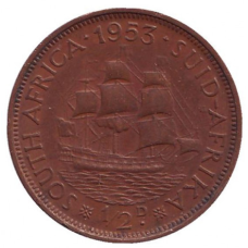 Корабель “Дромедарис“. Монета 1 пенні. 1953 рік, Південна Африка.(Д)