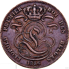 Монета 5 сантимів. 1856 рік, Бельгія.