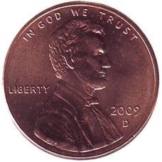 Юність Лінкольна. 1 цент (D), США, 2009 рік.