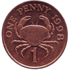 Краб. Монета 1 пенні, 1998 рік, Гернсі.