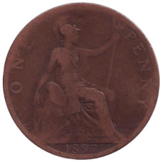 Монета 1 пенні. 1897 рік, Великобританія.