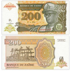 Заїр / Zaїre 200 Nouveaux Zaїre 1994 Pick 62 UNC