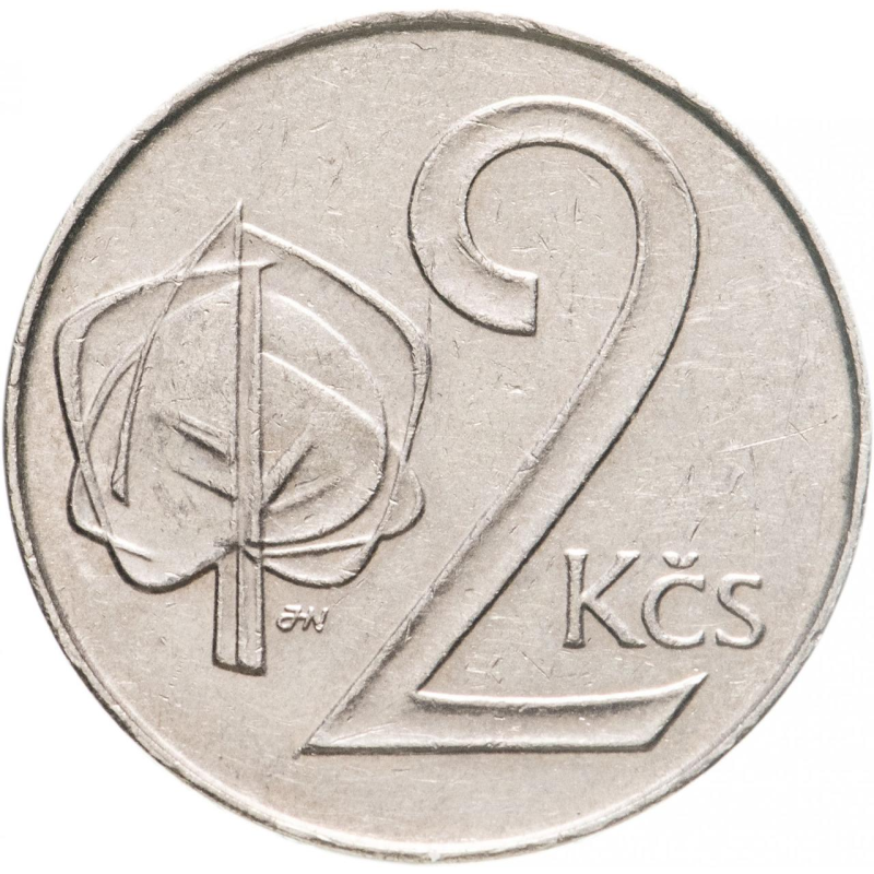 Монета 2 крони. 1991 рік, Чехословаччина. (БГ) Монета 2 крони. 1991 рік, Чехословаччина. (БГ)