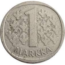 Монета 1 марка, 1969-1993 рік, Фінляндія.(БЖ)