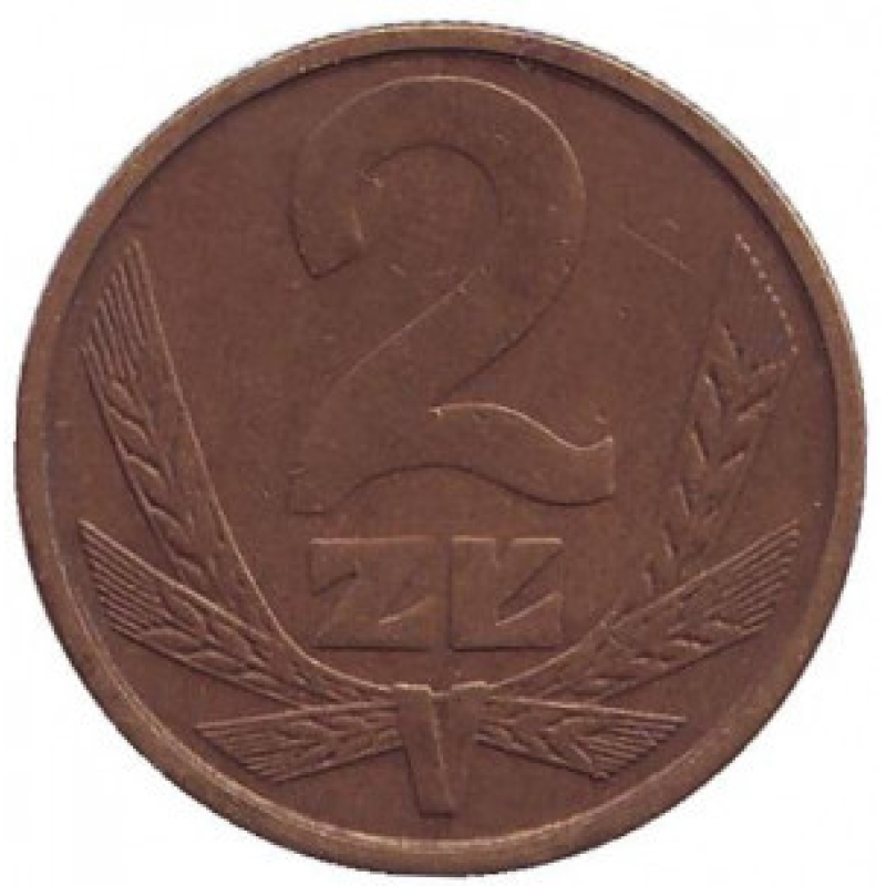 Монета номіналом 2 злотих. 1950-1990 рік, Польща. (В) Монета номіналом 2 злотих. 1950-1990 рік, Польща. (В)
