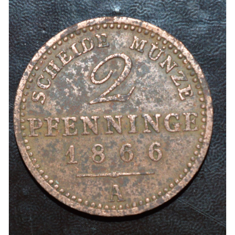 Німеччина 2 пфеннинга 1866год А Німеччина 2 пфеннинга 1866год А