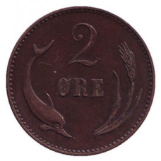 Монета 2 ері. 1874 рік, Данія.
