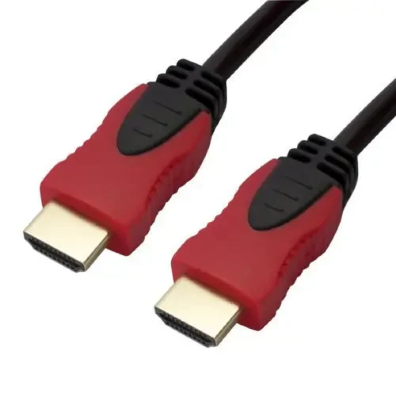 Шнур HDMI (штекер - штекер) v.1,4, діаметр - 6мм, gold, 0,8м, червоно-чорковий Шнур HDMI (штекер - штекер) v.1,4, діаметр - 6мм, gold, 0,8м, червоно-чорковий