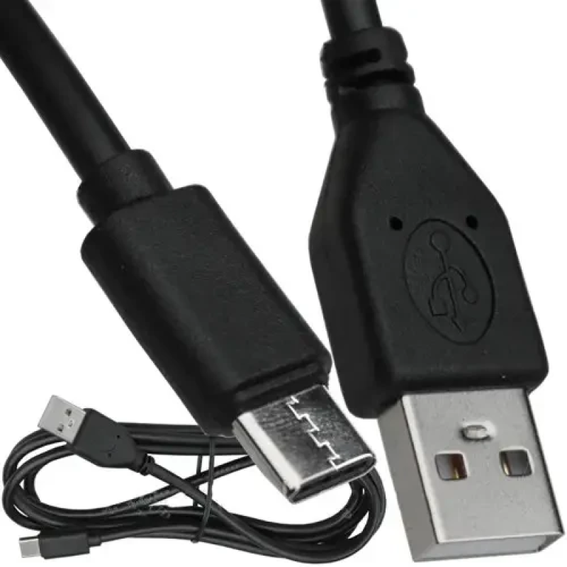 Шнур штекер USB A - штекер USB type C, 1,5м, чорний, Шнур штекер USB A - штекер USB type C, 1,5м, чорний,