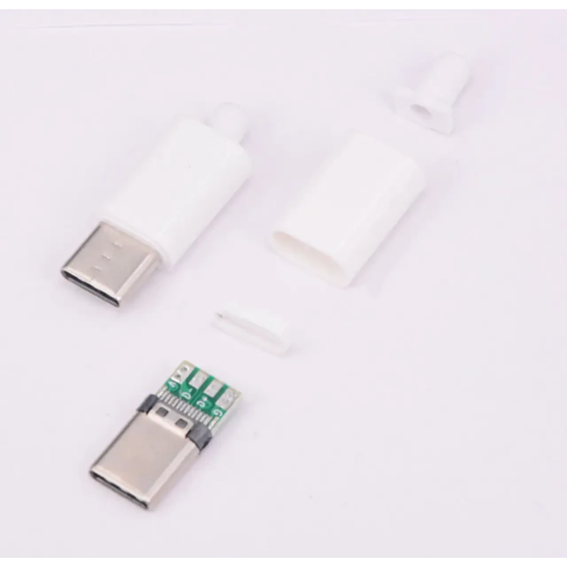 Штекер USB type C, під шнур, пластик, білий Штекер USB type C, під шнур, пластик, білий