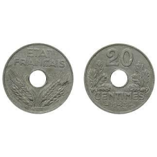 20 сантіїв, ФРАНЦІЯ 1943. Уряд Віші.