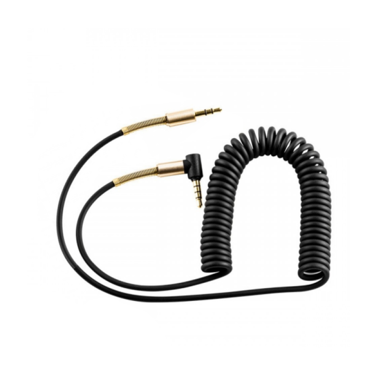 Кабель AUX Audio DC3.5 тато-тато 1.5 м пружина, CCA Stereo Jack, (круглий) Black cable, Box Кабель AUX Audio DC3.5 тато-тато 1.5 м пружина, CCA Stereo Jack, (круглий) Black cable, Box
