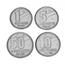 Набір 1, 5, 10, 50 центаво, 1989-1990 рр., 1989, Бразилія