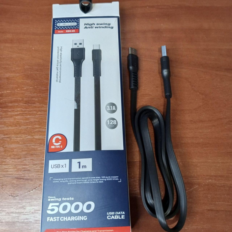 Шнур штекер USB А — штекер USB type C, JELLICO 3.1A чорний Шнур штекер USB А — штекер USB type C, JELLICO 3.1A чорний