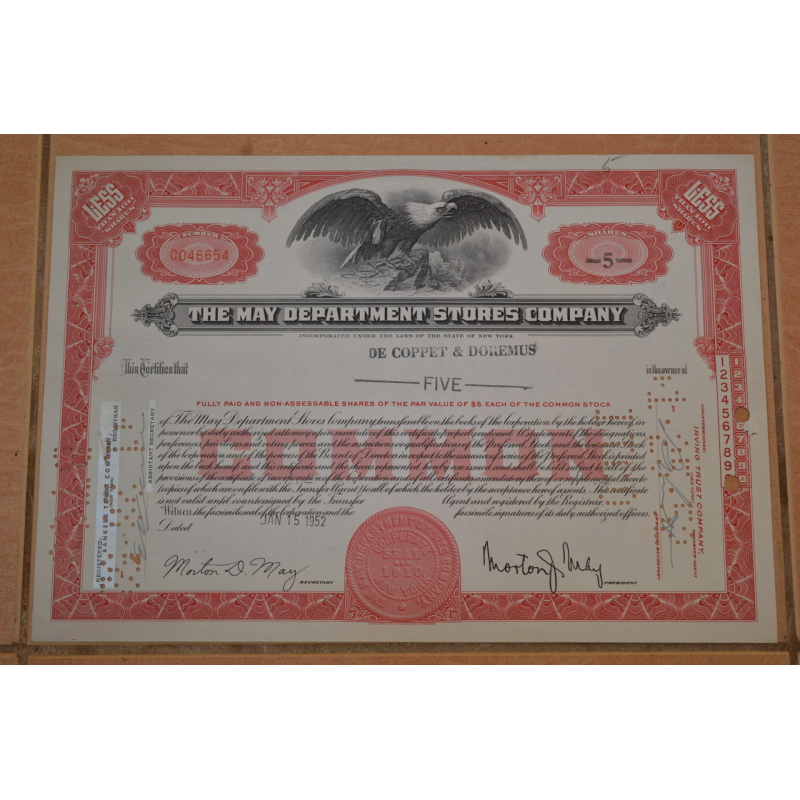Акція. США. 1952 рік No6654 (Б-1) Акція. США. 1952 рік No6654 (Б-1)