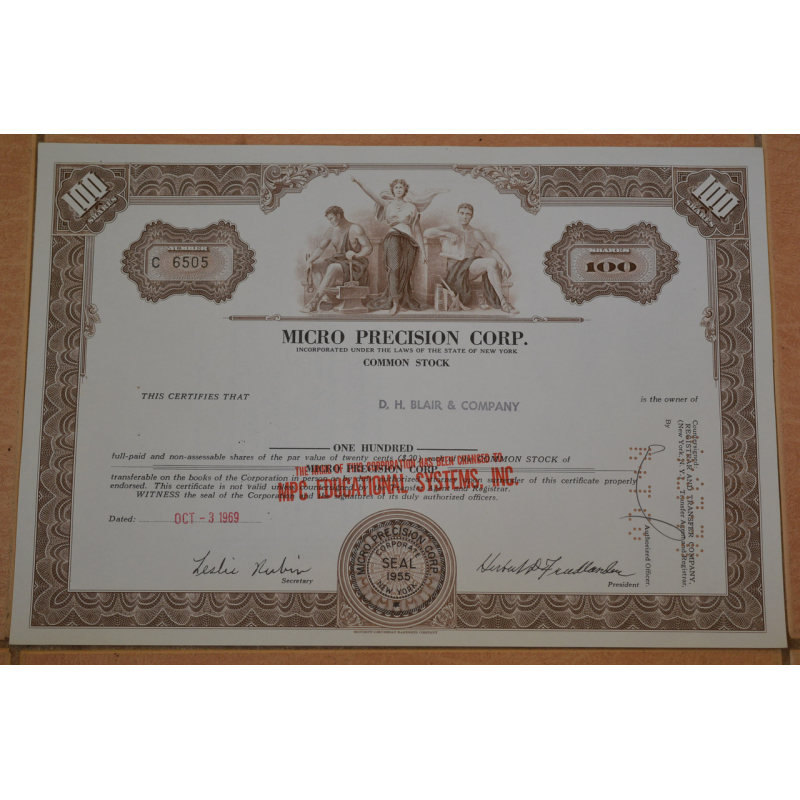 Акція. США. 1969 рік No6505 (Б-1) Акція. США. 1969 рік No6505 (Б-1)