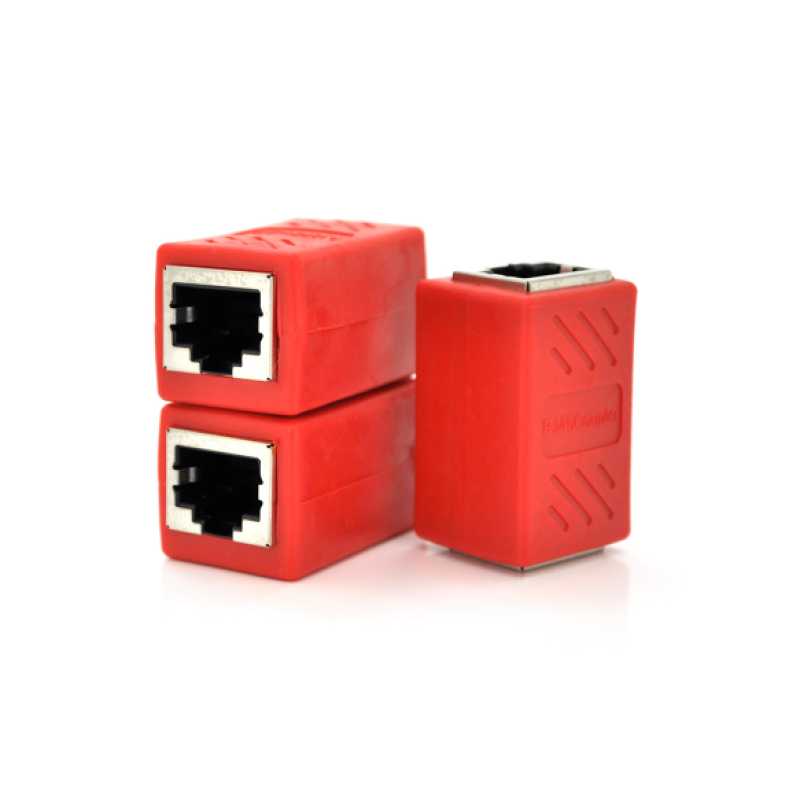 З“єднувач RJ45 8P8C мама/мамама RJ45 для з“єднання кабелю, екранований, червоний, Q50 З“єднувач RJ45 8P8C мама/мамама RJ45 для з“єднання кабелю, екранований, червоний, Q50
