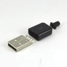 Штекер USB тип A під шнур, бакеліт, чорний