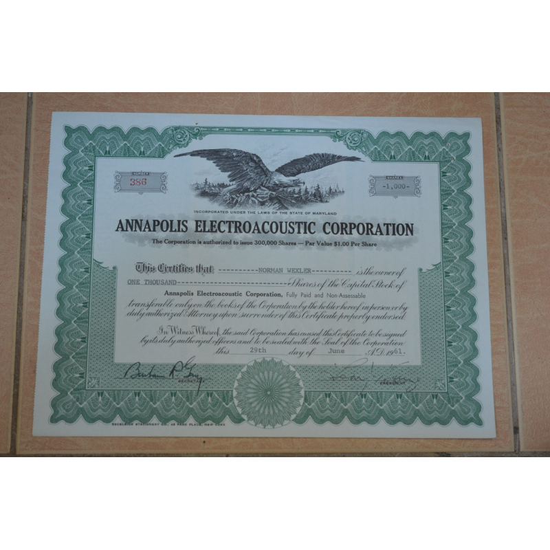 Акція. США. 1961 рік No368 (Б-2)