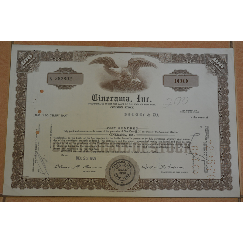 Акція. США. 1969 рік No382802 (Б-2) Акція. США. 1969 рік No382802 (Б-2)