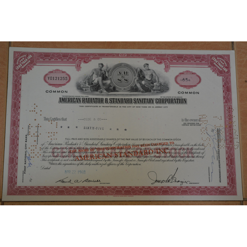 Акція. США. 1968 рік No121255 (Б-4) Акція. США. 1968 рік No121255 (Б-4)