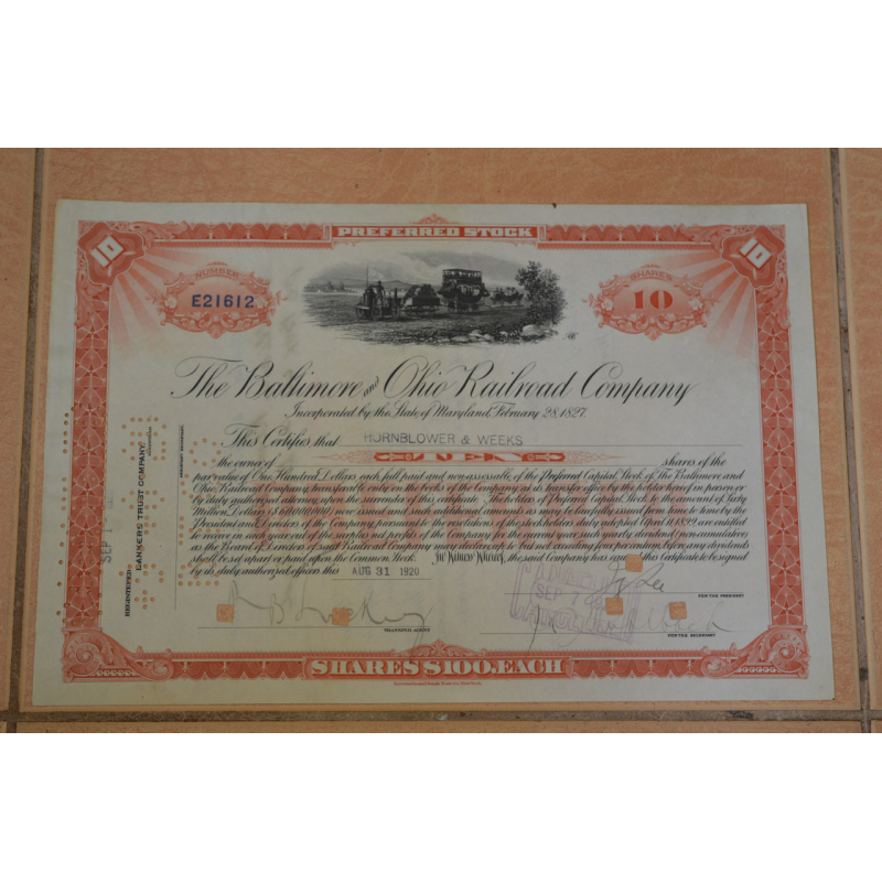 Акція. США. 1920 рік No21612 (Б-4)