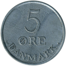 Монета 5 ере. 1950-1964 рік, Данія.