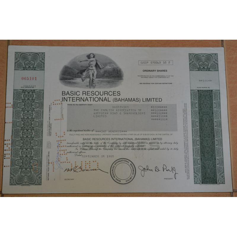 Акція. США. 1985 рік No065101 (Б-4)