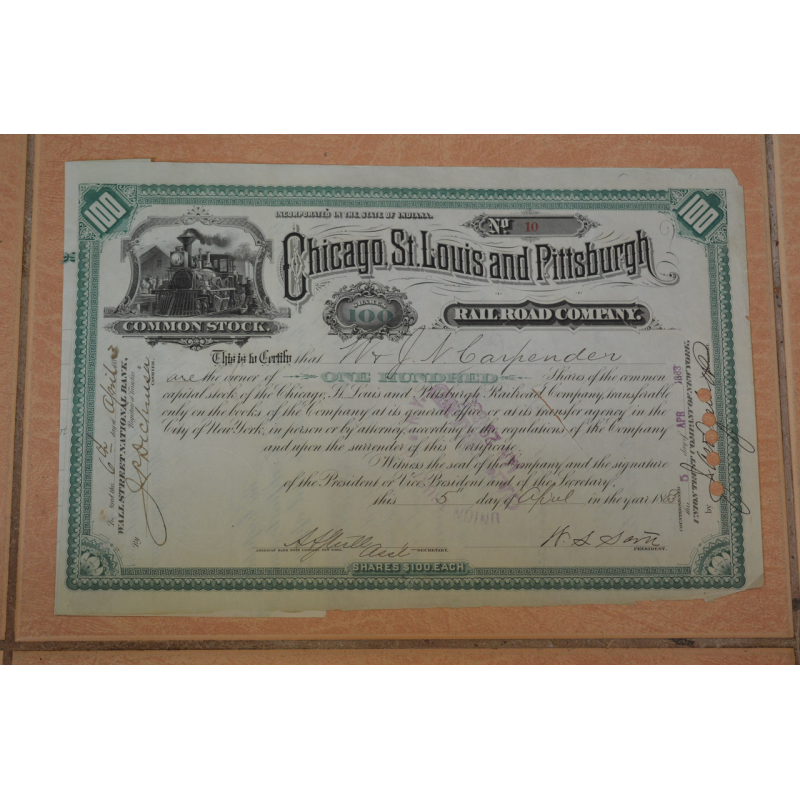 Акція. США. 1883 рік No10 (Б-4) Акція. США. 1883 рік No10 (Б-4)