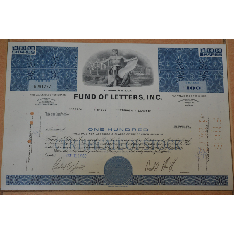 Акція. США. 1968 рік No64777 (Б-4) Акція. США. 1968 рік No64777 (Б-4)