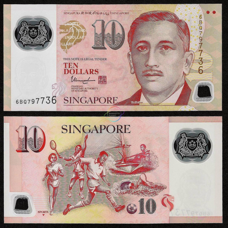 Сінгапур 10 доларів 2018г UNC Полімер Р-48 Сінгапур 10 доларів 2018г UNC Полімер Р-48