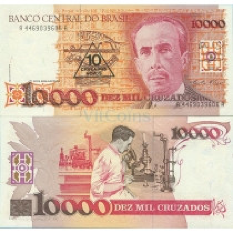 Бразилія 10 нових крузадо на 10000 крузадо 1989г г UNC Р-218
