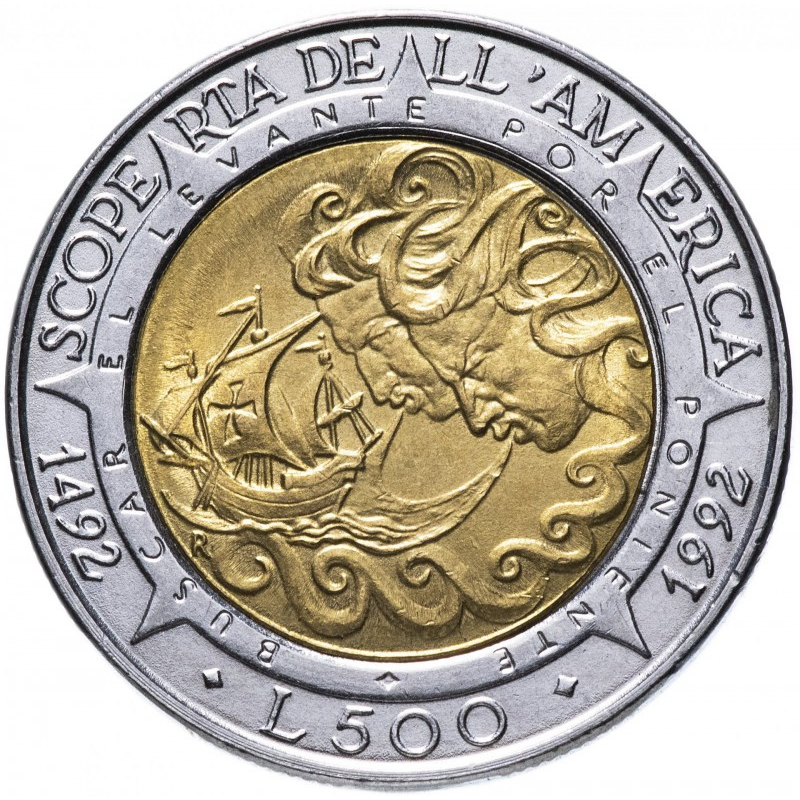 Монета 500 літрів. 1992 рік, Сан-Маріно.UNC Монета 500 літрів. 1992 рік, Сан-Маріно.UNC