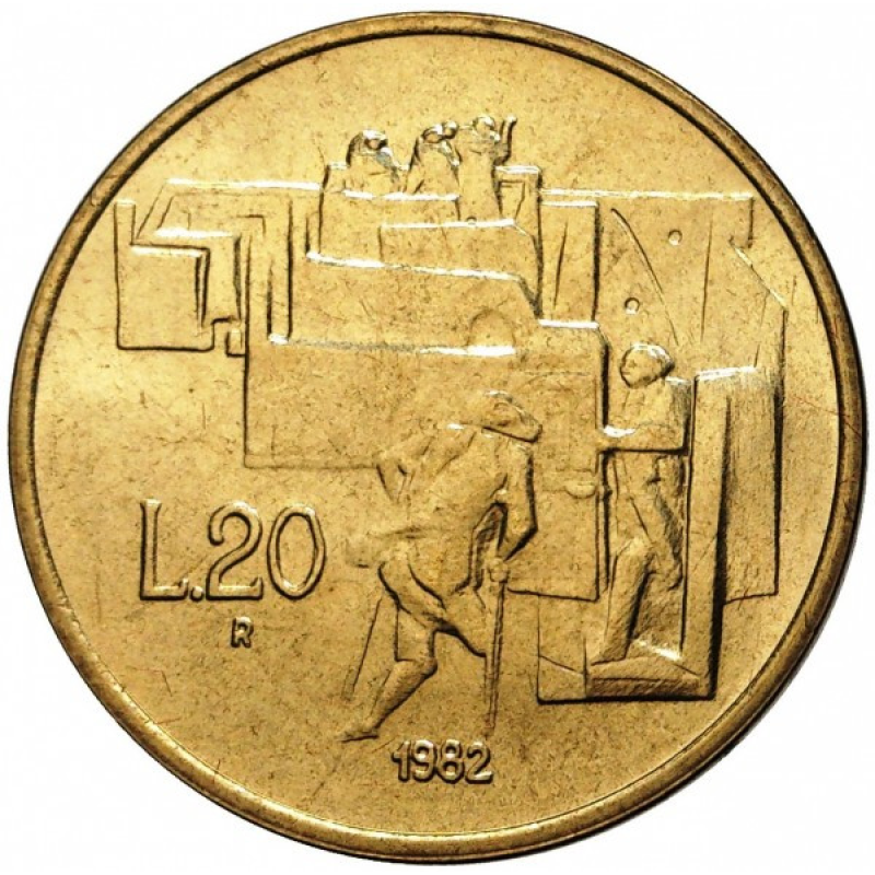 Монета 20 літрів. 1982 рік, Сан-Маріно.UNC Монета 20 літрів. 1982 рік, Сан-Маріно.UNC