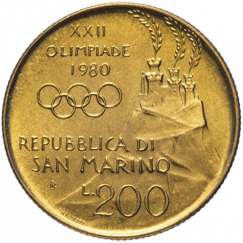 200 лир 1980 Сан-Марино UNC 200 лир 1980 Сан-Марино UNC