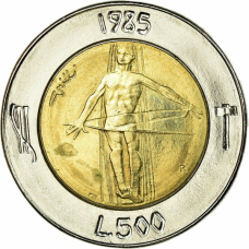 Монета 500 літрів. 1985 рік, Сан-Маріно.UNC