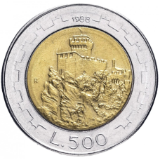 Монета 500 лир. 1988 год, Сан-Марино.UNC